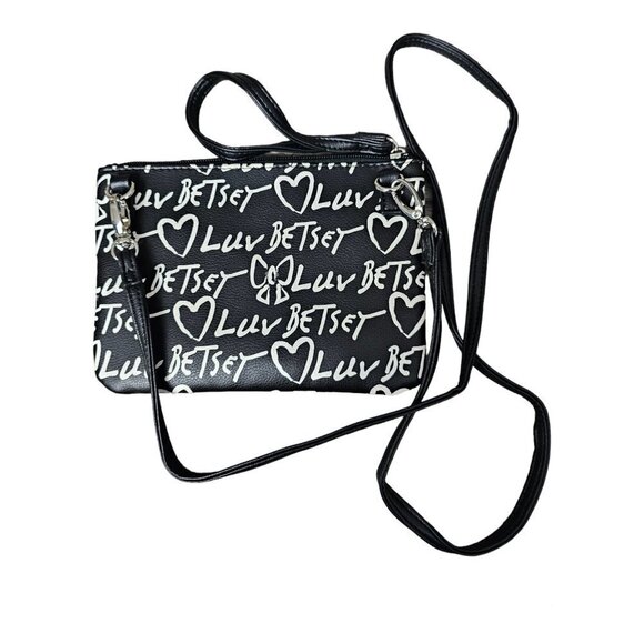Luv Betsey by Betsey Johnson Black White Crossbody Wristlet NEW - Picture 9 of 10